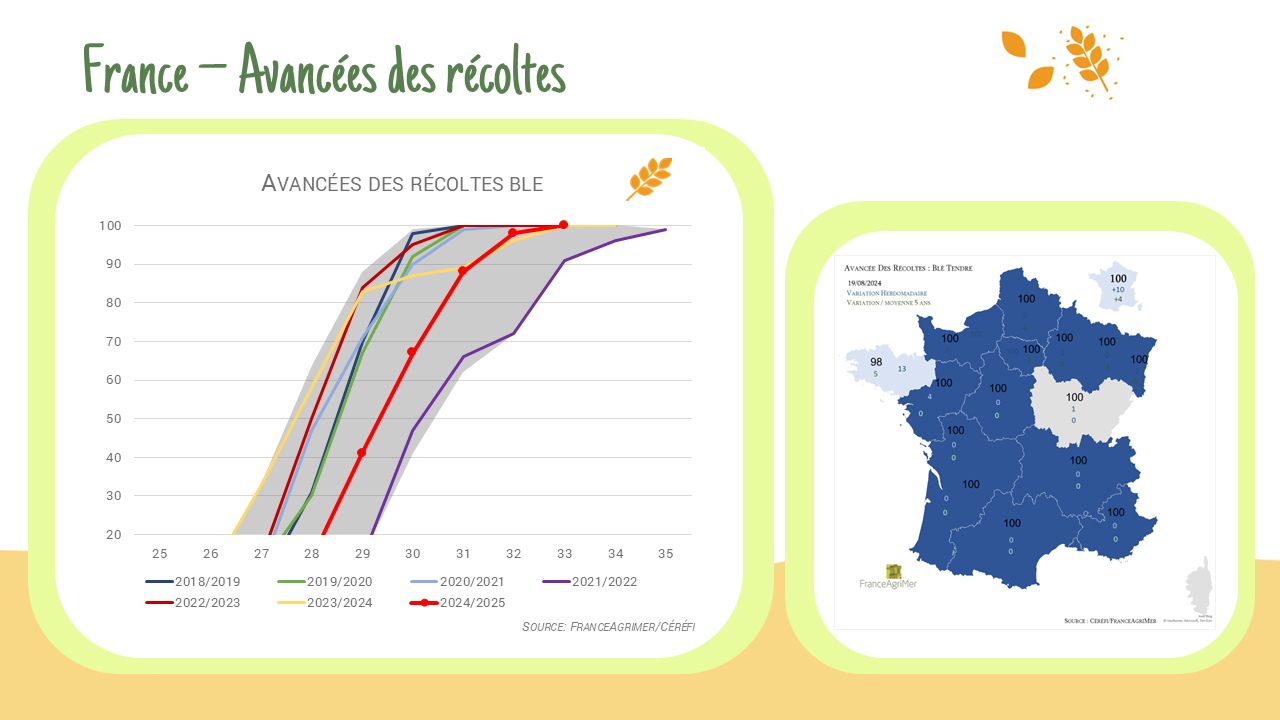 Avancée des récoltes – France :