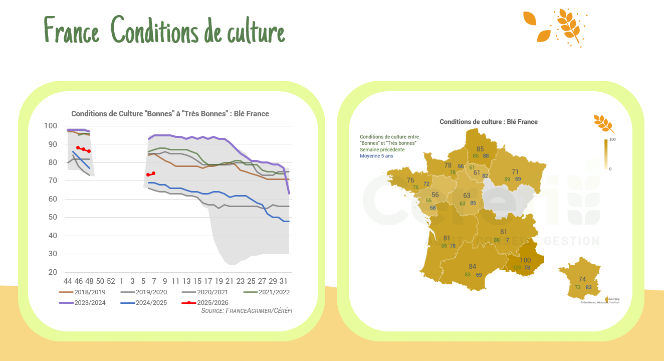 Conditions de culture et avancée des semis en France